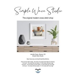 Highland Cow Full Cover Counted Cross Stitch Pattern‎ Chart